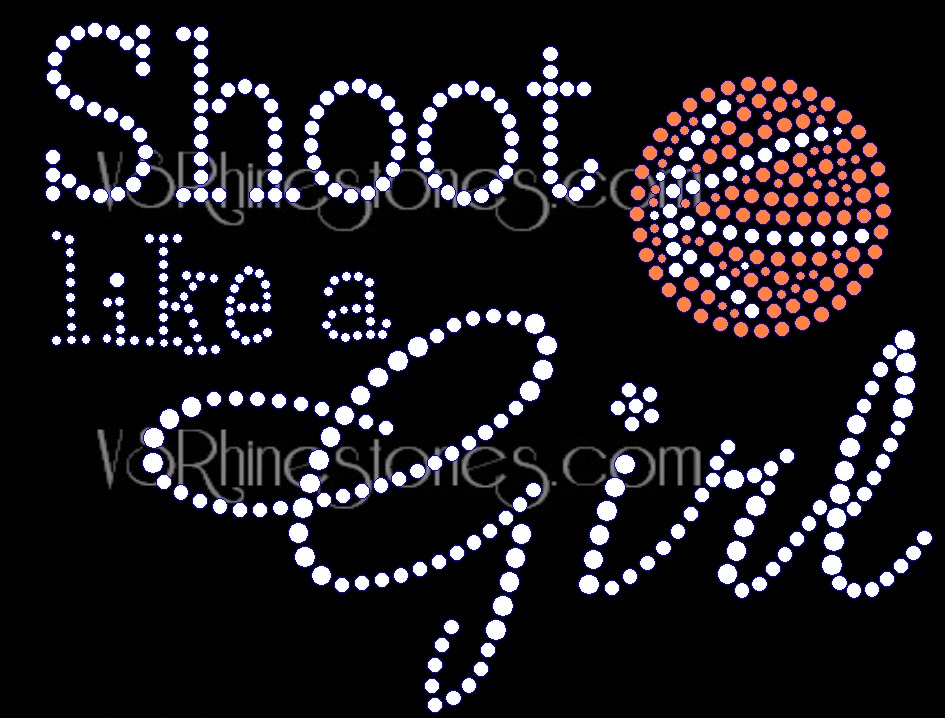 Shoot Like a Girl Basketball Rhinestone Transfer